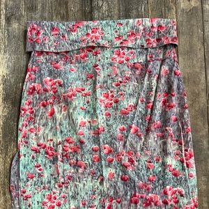 DKNY Watercolor Print Folder Over Skirt Side slits